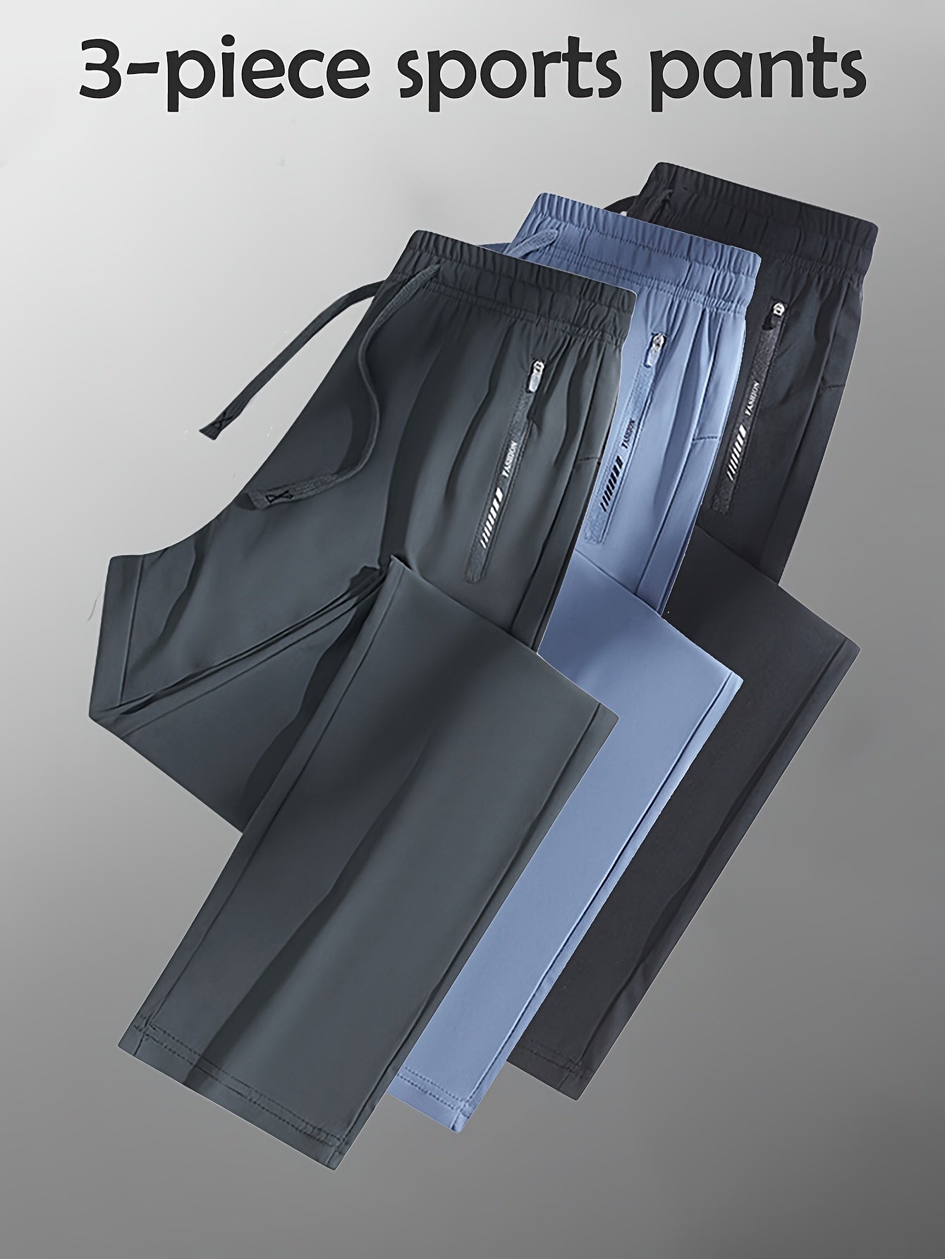 Set of 3 Women'S Sports Long Pants Made of, Lightweight And Breathable, Casual Athletic Trousers with Zipper Pockets And Elastic Waist, Straight-Leg Design.